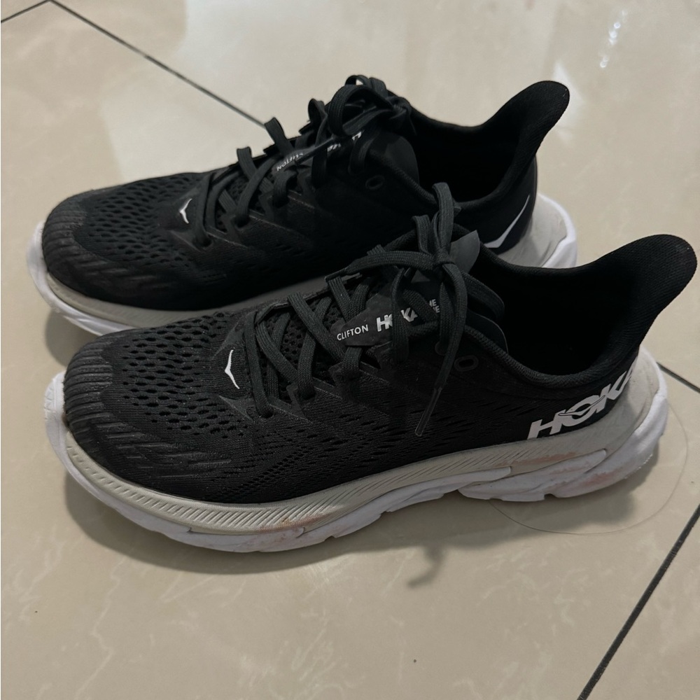 Hoka Black Athletic Shoes with Cushioned Sole and Breathable Mesh